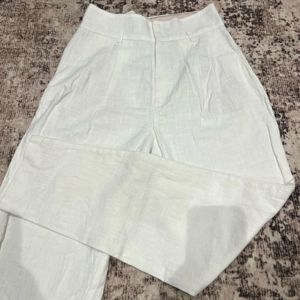 Mango White Wide-Leg Pants Size 4